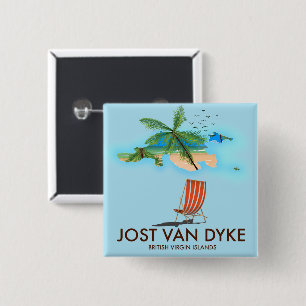jost van dyke British Virgin Islands. 2 Inch Square Button