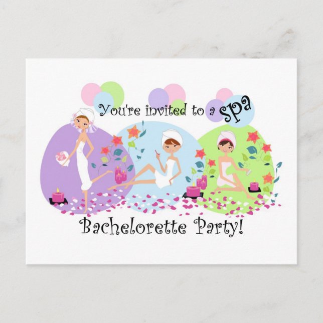 Jote Bachelorette Spa de la fête des invitations p (Devant)