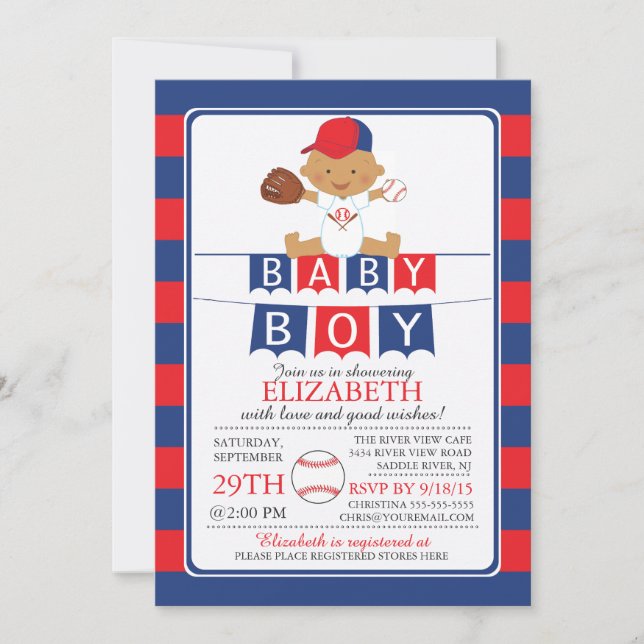 Jote Baseball Boys Baby shower Invitation (Devant)