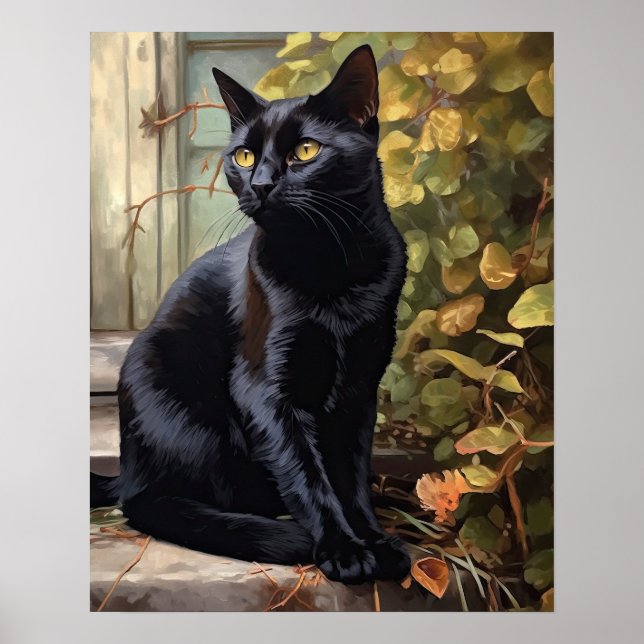 Jote Black Bombay Cat Art Imprimer Poster (Devant)