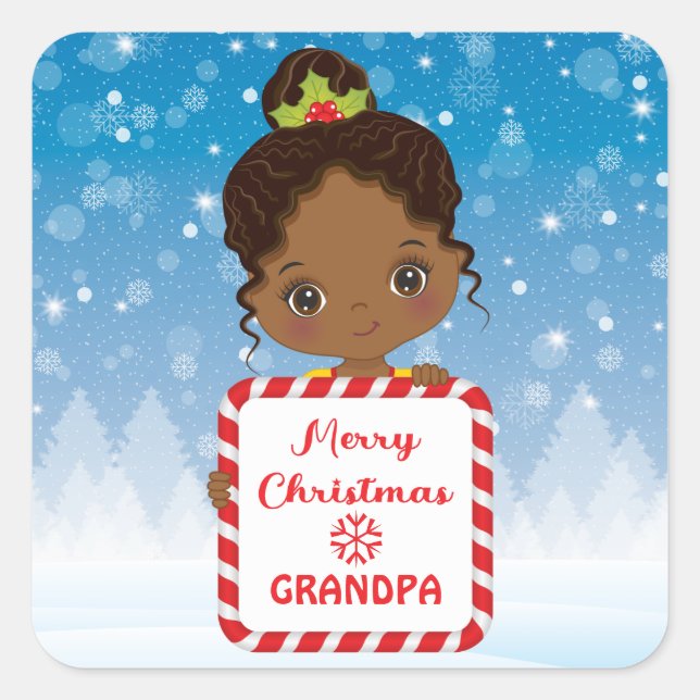 Jote Black Girl tenant Candy Xmas Sticker cadre (Devant)