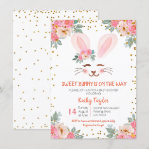 Jote Bunny baby showers filles invitation florale