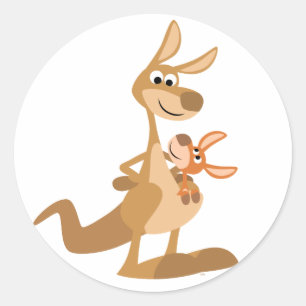 Jote Cartoon Kangaroo maman et Joey Sticker