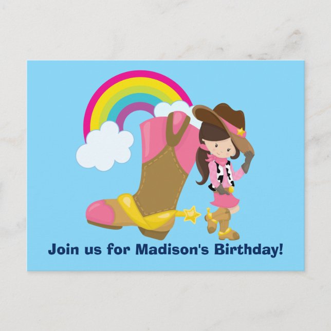 Jote Cowgirl Rodeo Anniversaire Fête Invitation (Devant)