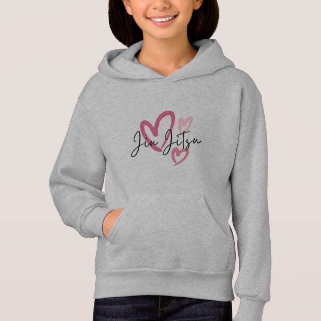 Jote filles jiu jitsu gris sweat - shirt à capuche (Devant)