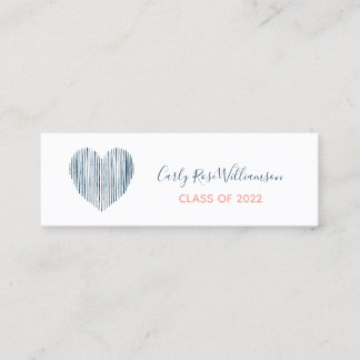 Jote Girly Boho Heart Graduation Nom Carte d'appel