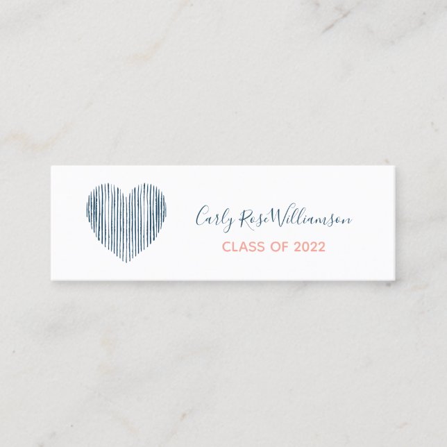 Jote Girly Boho Heart Graduation Nom Carte d'appel (Devant)