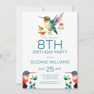 Jote Hummingbirds Invitation de fête d'anniversair