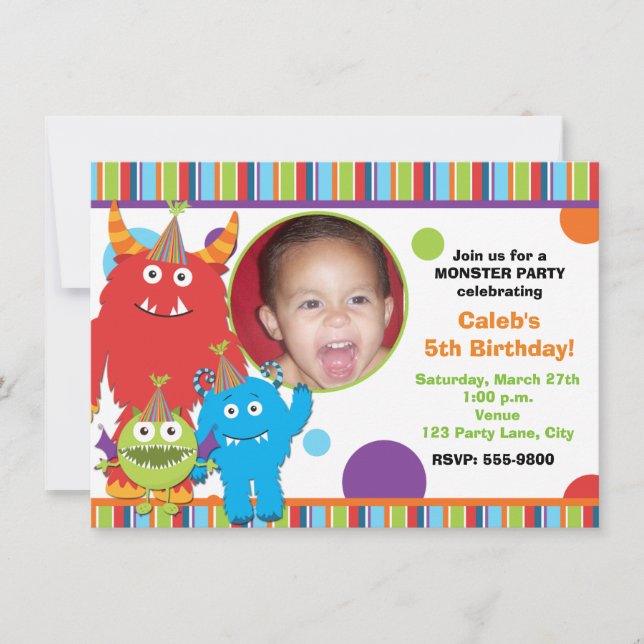 Jote Monsters Anniversaire Fête Photo Invitation (Devant)