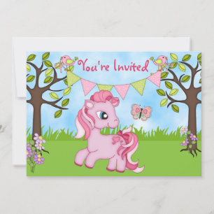 Jote Pink Cheval Anniversaire Invitations