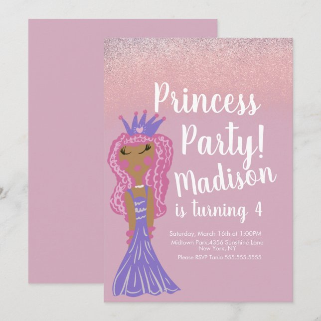 Jote Princess Party Doodle Invitation (Devant / Derrière)
