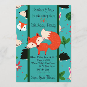 Jote Red Fox Design Invitation d'anniversaire pour