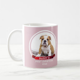 Jote rose chiot 1er Noël Chien Photo Mug