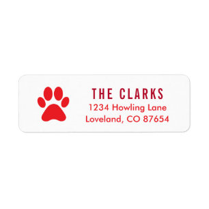 Jote rouge Empreinte de patte chien Noël Adresse d