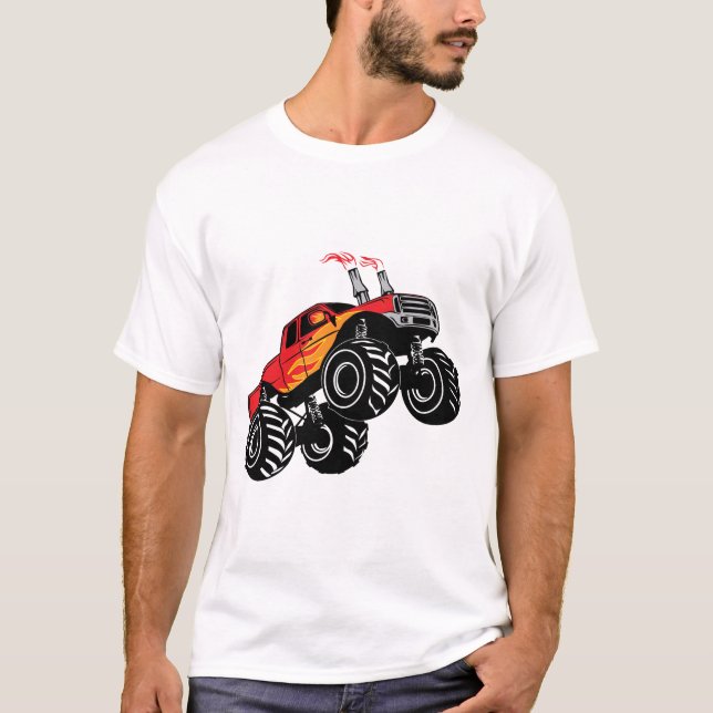 Jote Rouge Noir Nom Monster Truck T-Shirt (Devant)