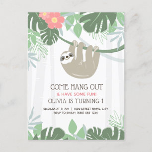Jote Sloth Tropical Palm Feuilles Invitation d'ann