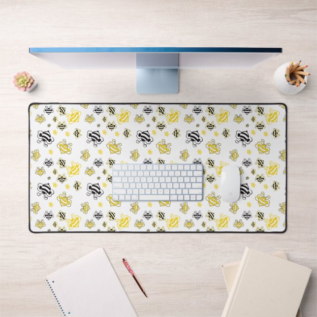 Jote Yellow Bees Desk Mat - Fun Bee Motif Office (Bureau 1)