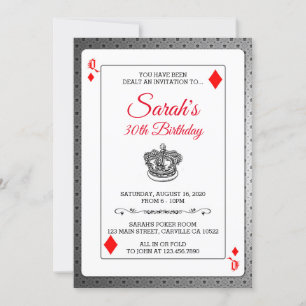 Jouer aux cartes Invitation d'anniversaire de la R