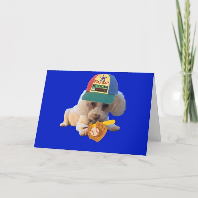 Jouer Ball Poodle Carte de voeux pliée (Devant)
