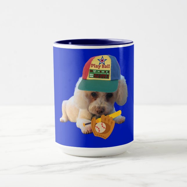 Jouer Ball Poodle Deux Tone Café Mug (Centre)