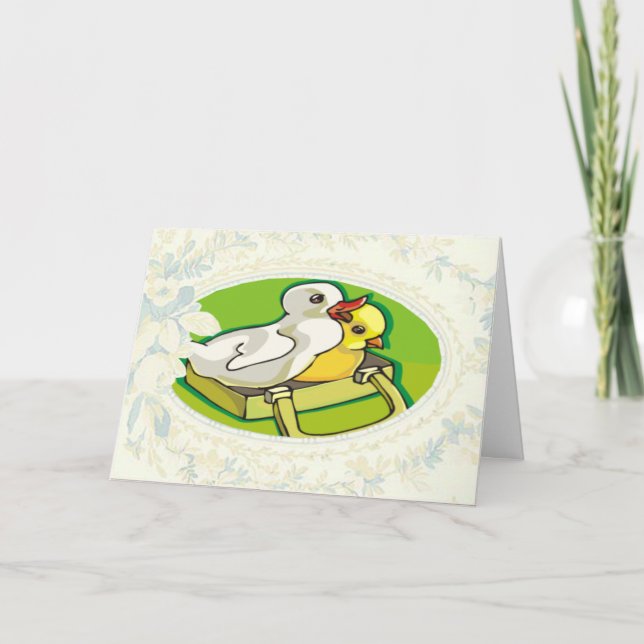 Jouer Canard Et Chick Carte Pâques (Devant)
