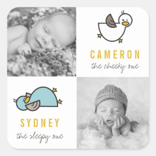 Jouer Canards jumeaux garçons Nouveau bébé Sticker