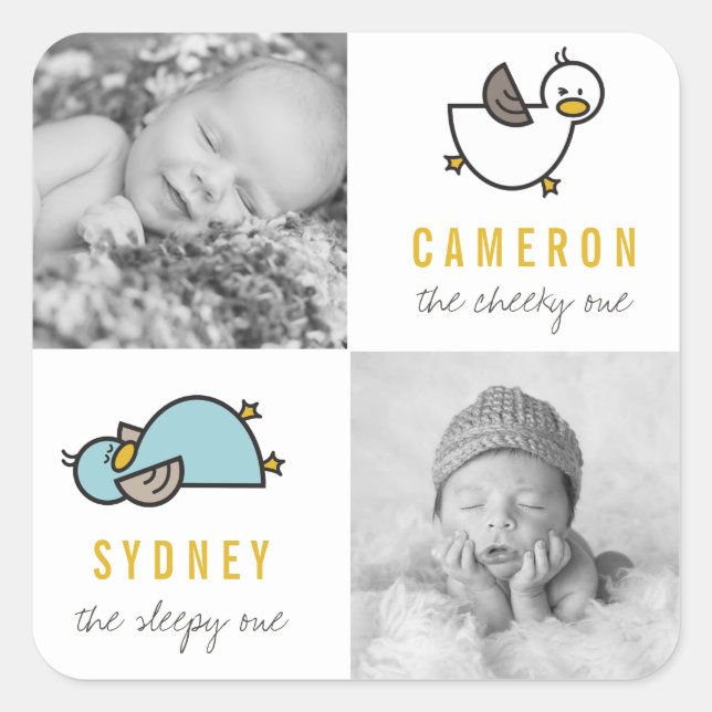 Jouer Canards jumeaux garçons Nouveau bébé Sticker (Devant)