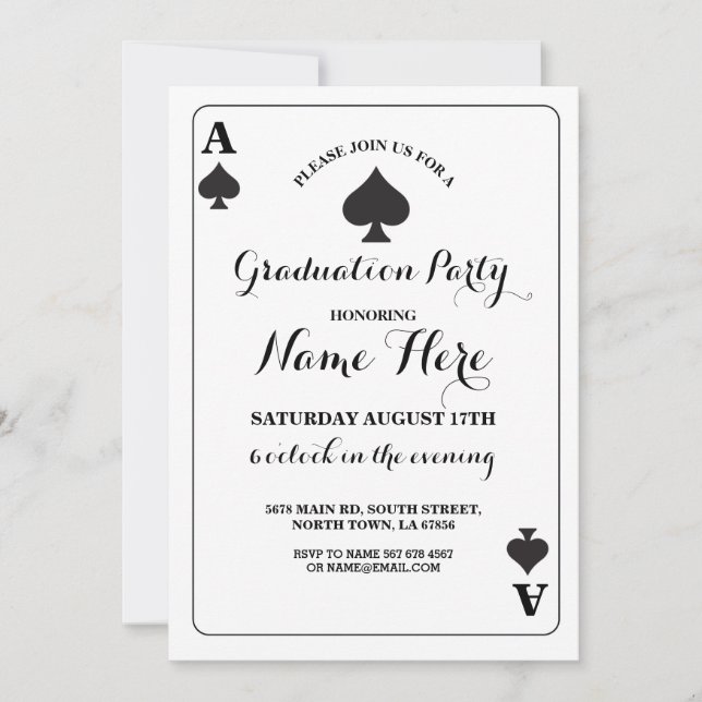 Jouer carte Ace of Spades Vegas Invitation de dipl (Devant)