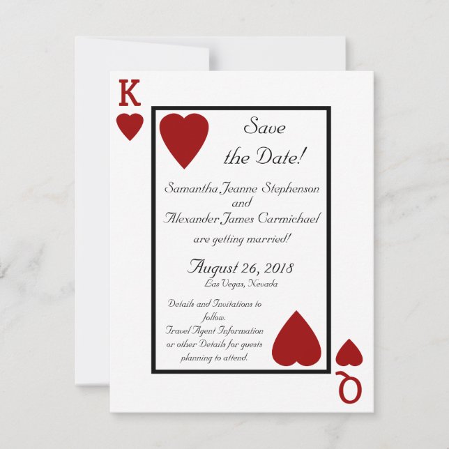Jouer Carte King/Queen Enregistrer la date (Devant)