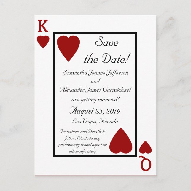 Jouer Carte King/Queen Enregistrer la date Carte p (Devant)