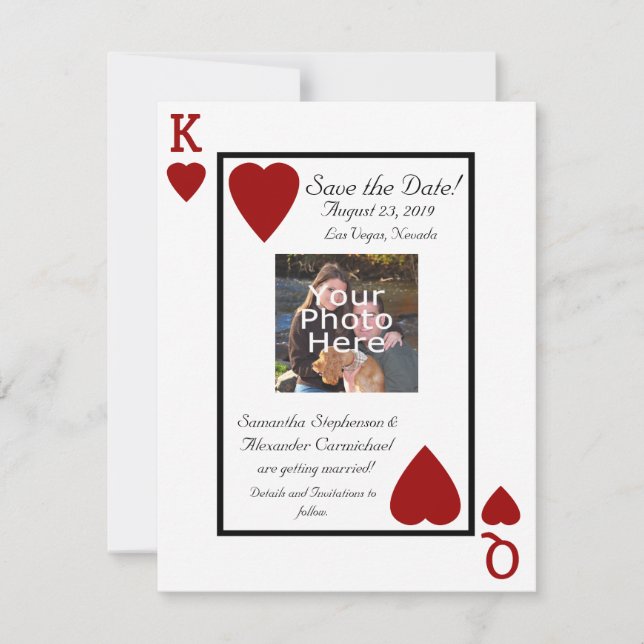 Jouer Carte photo King/Queen Enregistrer la date (Devant)