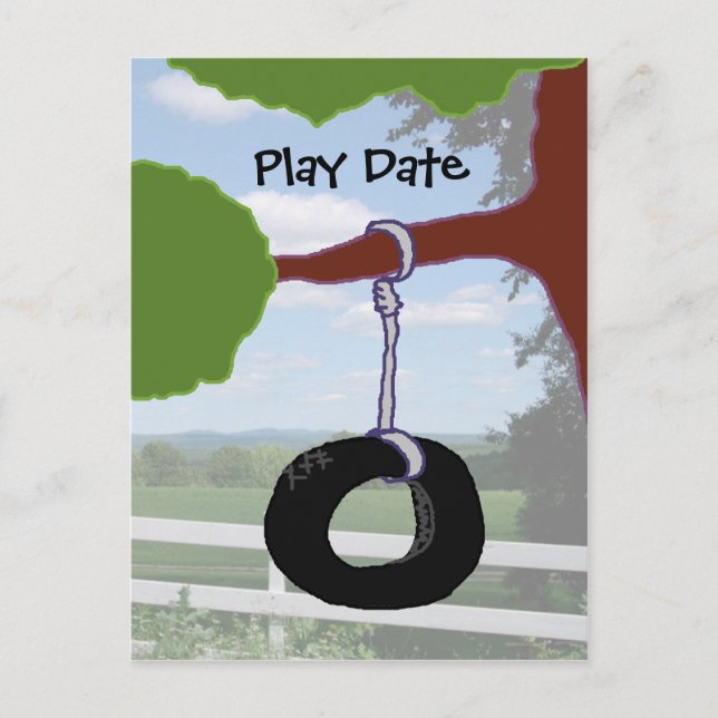 Jouer Date Pneu Swing Invitation Carte Postale (Devant)