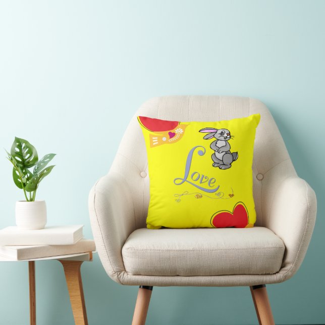 Jouer Oreiller Saint Valentin Lapin Coeurs lapins (Chaise)