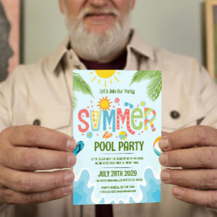 Jouer vert et bleu invitation de la piscine d'été