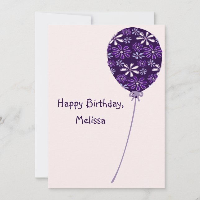 Jouer Violet Blush Balloon Joyeux carte d'annivers (Devant)