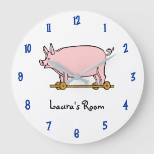 Jouet Vintage modifiable Pink Pig Pull Toy Horloge