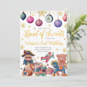 Jouets à craquelins d'or Invitation d'anniversaire