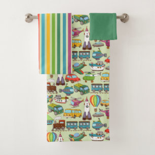 Jouets et rayures rétro Ensemble de serviettes de