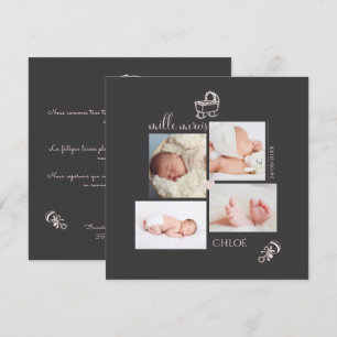 Jouets Rose Pâle Remerciement Naissance Fille card