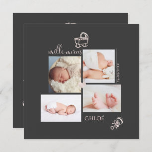 Jouets Rose Pâle Remerciements Carte Naissance Fil