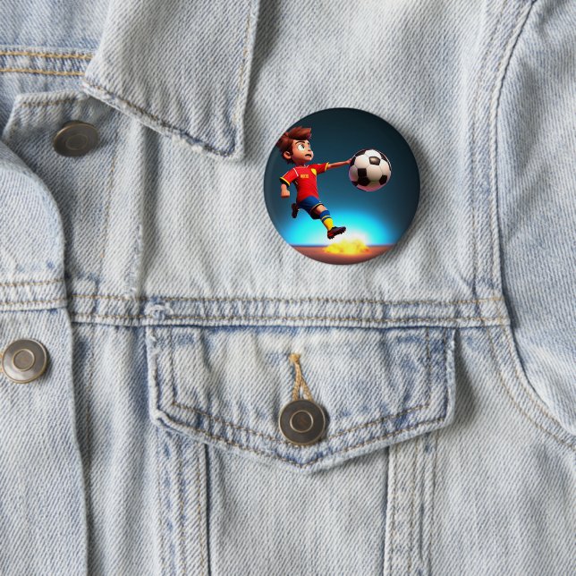 Joueur Animé De Football Avec Balle, Badge (En situation)