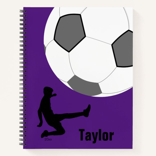 Joueur de balle de soccer violet Carnet Spiral (Devant)
