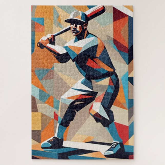 Joueur de baseball Cubist Puzzle (Vertical)