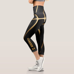 Joueur de basket-ball Leggings Capri Black & Gold