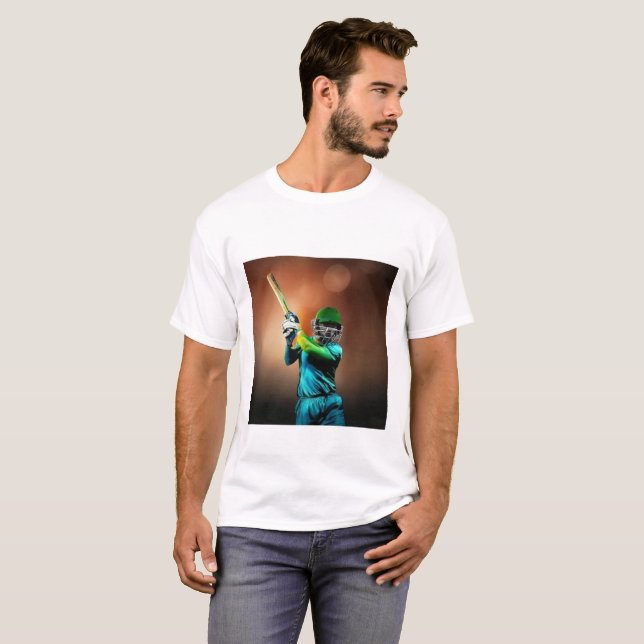 Joueur de cricket Design de T-shirt élégant (Devant entier)