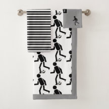 Joueur de football avec balle, rayures et monogram
