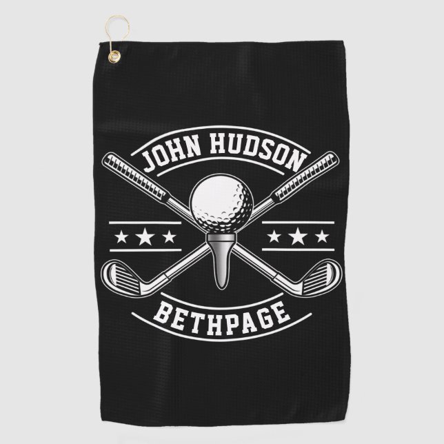 Joueur de golf Blanc Monogramme serviette de golf (Devant)