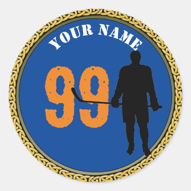 Joueur de hockey Sticker - Ajouter nom et numéro (Devant)