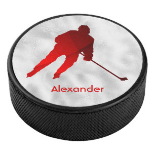 Joueur de hockey sur glace silhouette rouge