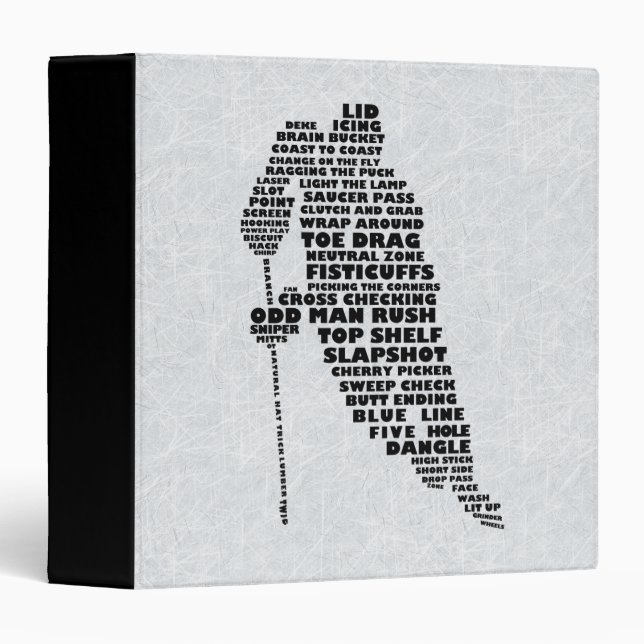 Joueur de hockey Typographie 3 Classeur de ceintur (Devant/Côté)